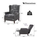 B BAIJIAWEI Tufted Wingback Recliner - Massage & Heat Function - Fabric Push Back Recliner with Remote Control, Adjustable Backrest (Grey) B BAIJIAWEI