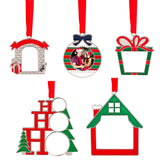 Framendino, 5 Pack Sublimation Hanging Ornament Christmas Metal Ornament Decoration Photo Frame Ornament for Car Christmas Tree Decor Framendino