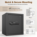 2.3 Cu.Ft Modern Fireproof Safe with Gun Rack – Dual Passwords, Fireproof Bag, Adjustable Shelf, Anti-Scratch Mat & Mounting Kit, Fits Laptop, Documents & Valuables, 15.75"D x 13.78"W x 13.78"H GOLDENKEY