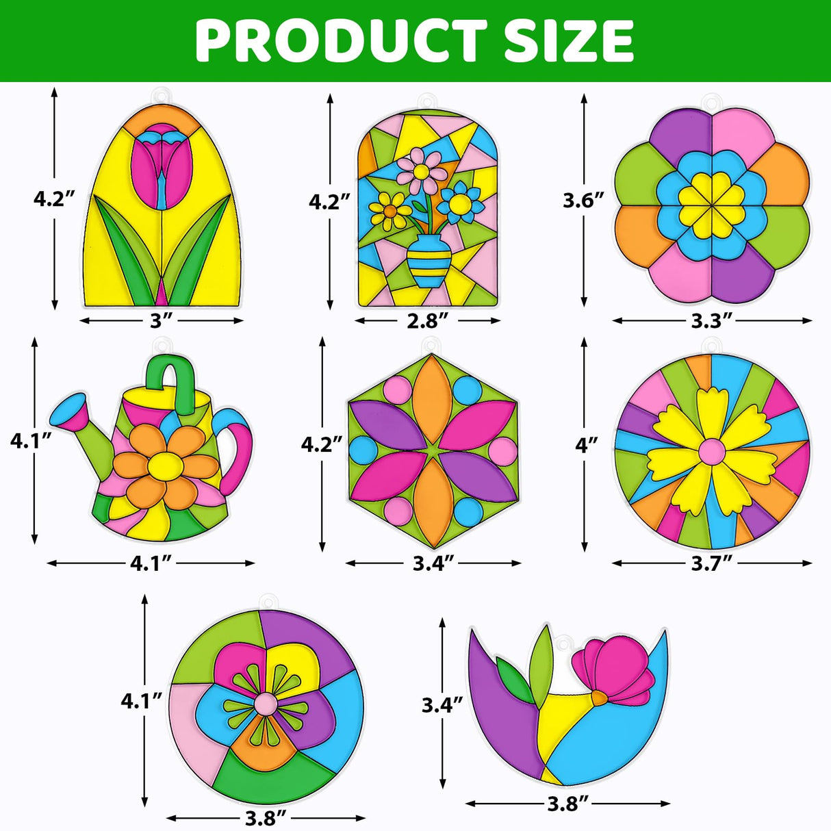 WorldBazaar Summer Flower Suncatchers Crafts for Kids 24 Sets DIY Window Painting Art Suncatchers Decoration Christmas Birthday Wedding Party Supplies WorldBazaar