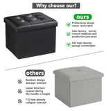 AmasSmile Storage Ottoman Folding Foot Rest Stool, Leather Footstool Bench, Short Ottoman Stool, Storage Foot Rest Store, Books (Black, 13" D x 17" W x 13" H) AmasSmile