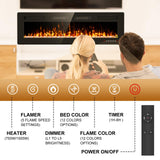 Eueiriup 60” Recessed and Wall Mounted Fire Places Electric Fireplace with Remote Control, Toucn Screen Eueiriup