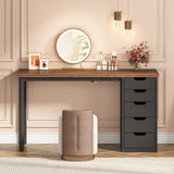 Tribesigns 47 inches Vanity Desk with 5 Drawers (Brown+Black) Tribesigns
