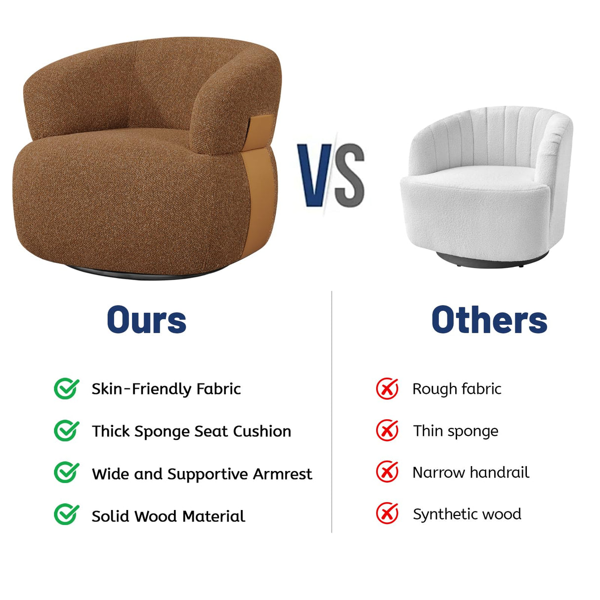 CABAUSPWM Swivel Accent Chair Set of 2, 360° Swivel Barrel Chair for Living Room, Reading Chair for Bedroom, Modern Round Accent Arm Chairs Club Chair for Nursery Living Room CABAUSPWM