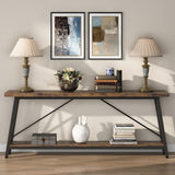 Tribesigns 70.9 Inches Extra Long Sofa Table Behind Couch, Industrial Entry Console Table for Hallway, Entryway & Living Room, Dark Brown Tribesigns