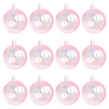 Tindobewan 12 Pcs Mini Christmas Iridescent Ornaments Balls Plastic Iridescent Ornaments Decorative Hanging Ornaments for Xmas Tree Wedding Valentine's Day Party Decorations (Pink, 1.18 Inch) Tindobewan