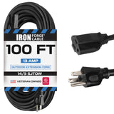 IRON FORGE CABLE Outdoor Extension Cord 100 ft - 14 Gauge 13 Amp Heavy Duty Power Extension Cords - SJTOW - Oil Resistant - Black -Great for Major Appliances, Farms & Ranches IRON FORGE CABLE