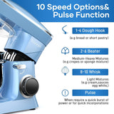 9.5 Qt Stand Mixer, 10-Speed Tilt-Head Food Mixer, Vezzio 660W Kitchen Electric Mixer with Stainless Steel Bowl, Dishwasher-Safe Attachments for Most Home Cooks(Blue) Vezzio