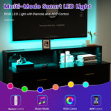 knoworld Black Dresser with LED Lights, 6 Drawer Dresser with Power Outlet for Bedroom, Large Wooden Chest of Drawers, Organizer Cabinet for Bedroom,Living Room,Hallway, Entryway knoworld