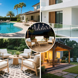 4-Piece Patio Furniture Set: Outdoor Acacia Wood Patio Furniture Set with Loveseat, Sectional Sofa & Coffee Table with Premium Cushions, Durable Conversation Set for Backyard, Garden (4, brown) Usiseem