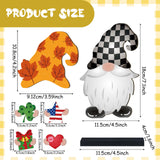 Blulu 32 Pcs Christmas Interchangeable Wooden Gnome Decor DIY Holiday Christmas Seasonal Tiered Tray Decoration Gnomes with Magnet Pieces Welcome Sign for Xmas Holiday Decorations (Fresh) Blulu