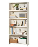 VEVOR 5 Tiers Wide Bookshelf, 68 in Wooden Open Bookcase with Display Storage Organizer Shelf, Freestanding Tall Display Floor Bookcase Bookshelf for Library, Bedroom, Living Room, Office, White VEVOR