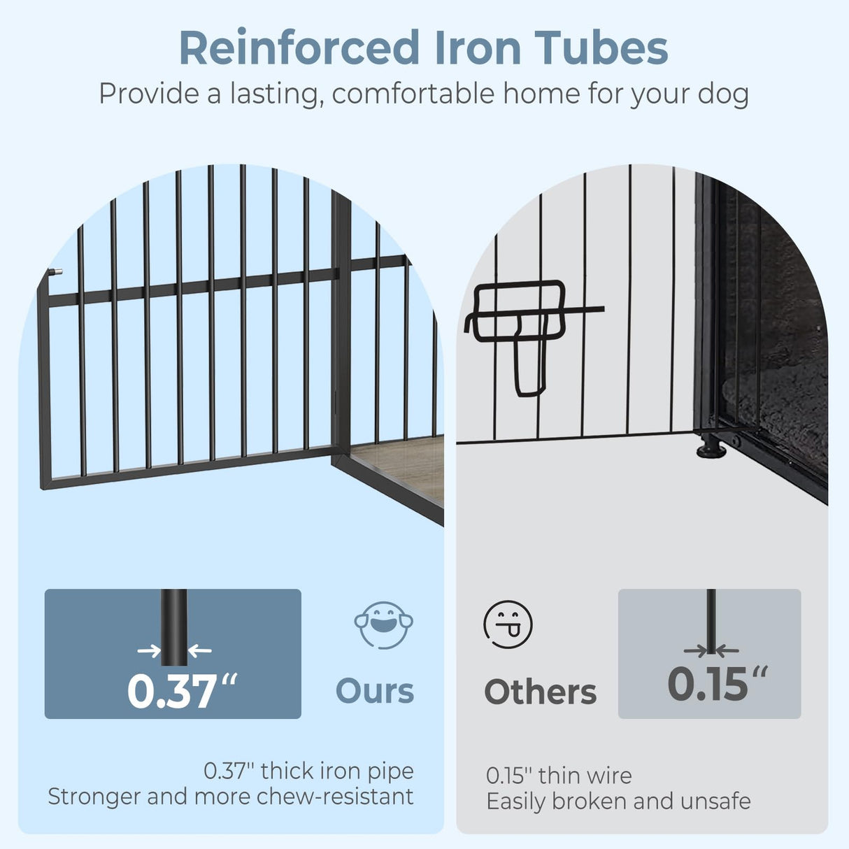 Lyromix 43'' Dog Crate Furniture with 3 Doors, XL Wooden Crate End Table, Heavy Duty Indoor Puppy Cage Kennel for Medium to Large Dogs, Multiple Units Can be Combined Lyromix
