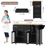 FINETONES Kitchen Island with Storage, Rolling Kitchen Island on Wheels with Wood Drop Leaf Countertop, Island Table Bar Cart with Spice Towel Rack Portable Kitchen Table Kitchen Carts on Wheels FINETONES