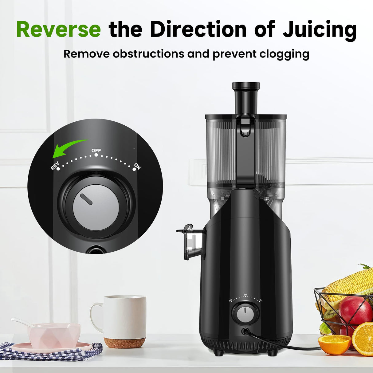 Cold Press Juicer, Amumu Slow Masticating Machines with 5.4" Extra Large Feed Chute Fit Whole Fruits & Vegetables Easy Clean Self Feeding Effortless for Batch Juicing, High Juice Yield, BPA Free 250W Amumu