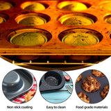 Muffin Pan, 12 Cupcake Pan, 2 Sets of Nonstick Brownie Bakeware Muffin Tin, Cupcake Tray, Baking Pan for Kitchen Oven, Black 13.9 x 10.5 x 1.2 inches Cemueo