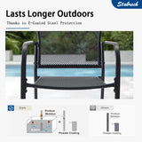 Stabrech 5 Piece Outdoor Dining Set, Patio Table and Chairs Set of 4, 37.5" Black Square Patio Table with 4 Metal Stackable Patio Chairs for Lawn, Garden, Porch Stabrech