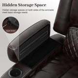 Yolsali Recliner Chairs for Adults, Oversize Manual Reclining Chair with 2-Tier Cushions, Faux Leather Recliner Chair with Hidden Storage Space, Living Room Recliner Chairs with Cup Holders - Brown Yolsali