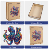 Qiuenisray Wooden Puzzles for Adults,Octopus Wooden Jigsaw Puzzles 500pcs,16.9x16.9in,Royal,Unique Shape Ocean Adult Puzzles,Irregular Wood Puzzles Creative Gift for Adults and Kids Family Game Qiuenisray