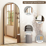 XRAMFY 56"x21" Arched Full Length Mirror Floor Mirrors with Aluminum Alloy Frame Free-Standing Wall Mounted Floor Mirrors or Large Dressing Mirror, Black Mirror Full Length XRAMFY