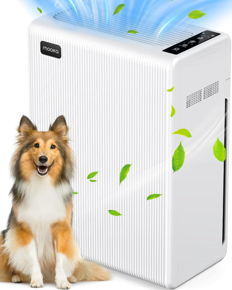 Air Purifiers for Home Large Room up to 1740ft², H13 HEPA Air Filter for Pets Hair Dander Smoke Pollen Dust, Non-Ozone, Portable Air Purifiers for Bedroom Office Living Room, E-300L, White MOOKA FAMILY