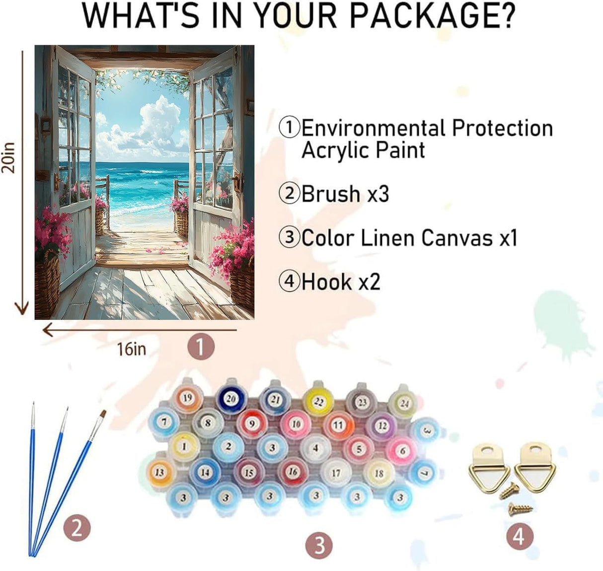 MBNTJHT DIY Scenery Paint by Numbers Kit for Adults on Canvas,Landscape Beach Digital Oil Painting Kit for Adults Beginner,Easy Scenery Acrylic Paint by Number Kits for Holiday Gifts 16X20 Inch. MBNTJHT