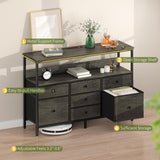 Yoobure TV Stand Dresser for Bedroom, 7 Fabric Drawers Entertainment Center, LED Dressers with Power Outlets, TV Stands for Living Room with Storage Shelf, TV Console Entertainment Stand up to 50" TV Yoobure