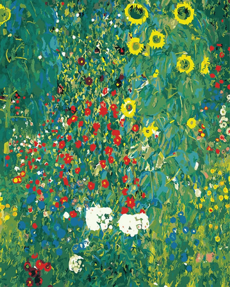 Wowdecor Paint by Number Kits for Adults Beginner, DIY Number Painting Country Garden with Sunflowers by Gustav Klimt Famous Paintings 40x50 cm Wall Art Decor (No Frame) Wowdecor