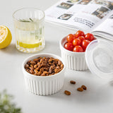 vancasso 8 oz Ramekins with Lid, Porcelain Creme Brulee Souffle Dishes, White Pudding Custard Cups Ramiken for Baking, Dishwasher and Oven Safe, Set of 6 vancasso