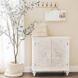 PHI VILLA White Antique Storage Cabinet - Sideboard and Buffet Cabinet Accent Cabinet with Doors PHI VILLA