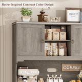 HOSTACK 71" Tall Pantry Cabinet with Power Outlets, Kitchen Pantry Storage Cabinet with Microwave Stand, Farmhouse Kitchen Hutch with Drawers, Food Pantry Large Cupboard for Dining Room, Ash Grey HOSTACK