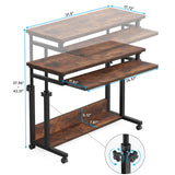 Tribesigns Portable Desk for Sofa and Bed, Height Adjustable Laptop Table Small Standing Desk Rolling Computer Cart with Keyboard Tray on Wheels for Home Office Tribesigns