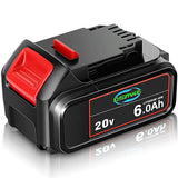 DSANKE 20V 6.0Ah Battery Replace for Dewalt 20V Battery DCB200 DCB206 DCB207 DCB204 DCB203 DCB201 DCB200 DCB180 DCD/DCF/DCG/DCS Series Dewalt 20V Battery C DSANKE C