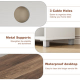 IDEALHOUSE 70 Inch TV Stand, Rustic Entertainment Center with Corrugated Glass Cabinet Doors, Media Console with Open Shelves, TV Stands for Living Room - White & Dark Brown IDEALHOUSE