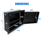 In-Wall Safe with Key Lock – Heavy-Duty Steel Lockable Hidden Wall Compartment for Secure Storage, Wall Safe Box for Jewelry, Cash, and Documents – 15.75-Inch Exterior Width, Black Plugsharge