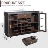Karl home Farmhouse Wine Bar Cabinet, Liquor Cabinet Bar for Home, Kitchen Coffee Table with Storage, 55" Home Wine Stand for Kitchen, Living Room, Dining Room, Brown Karl home