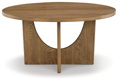 Signature Design by Ashley Dakmore Contemporary Dining Table with Geometric Base, Light Brown