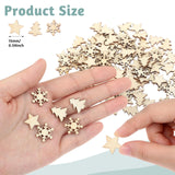 JJUNW 100Pcs Unfinished Wooden Stars Ornaments, Cutout Blank Wood Pieces Star, 0.59'' Small Wooden Stars for Crafts, Natural Wooden Cutouts Ornaments for Christmas Wedd (Christmas Tree Snowflake Star) JJUNW