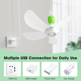 Roodike Mini USB Ceiling Fan for Camping Tent, 17" Portable Hanging Ceiling Fan for Outdoor Gazebo or RV, 13.2ft Long Cord with on/off Button, DC 5V, 330 RPM Rotation Speed, 36 dB Quiet Roodike