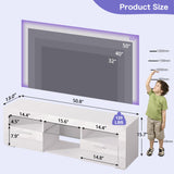 SANYOAC White TV Stand for 50/55/65 Inch TV, Entertainment Center with Led Lights, Modern TV Stands for Bedroom, TV Console with Storage and Shelves for Living Room Bedroom SANYOAC