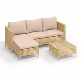 Ophelian 3 Piece Outdoor Furniture Set, Apartment Patio Sectional Furniture, Patio Chaise Sofa Sets with All Weather Manual Rattan, Perfect for Balcony, Porch, Lawn, Backyard (Yellow/Beige) Ophelian