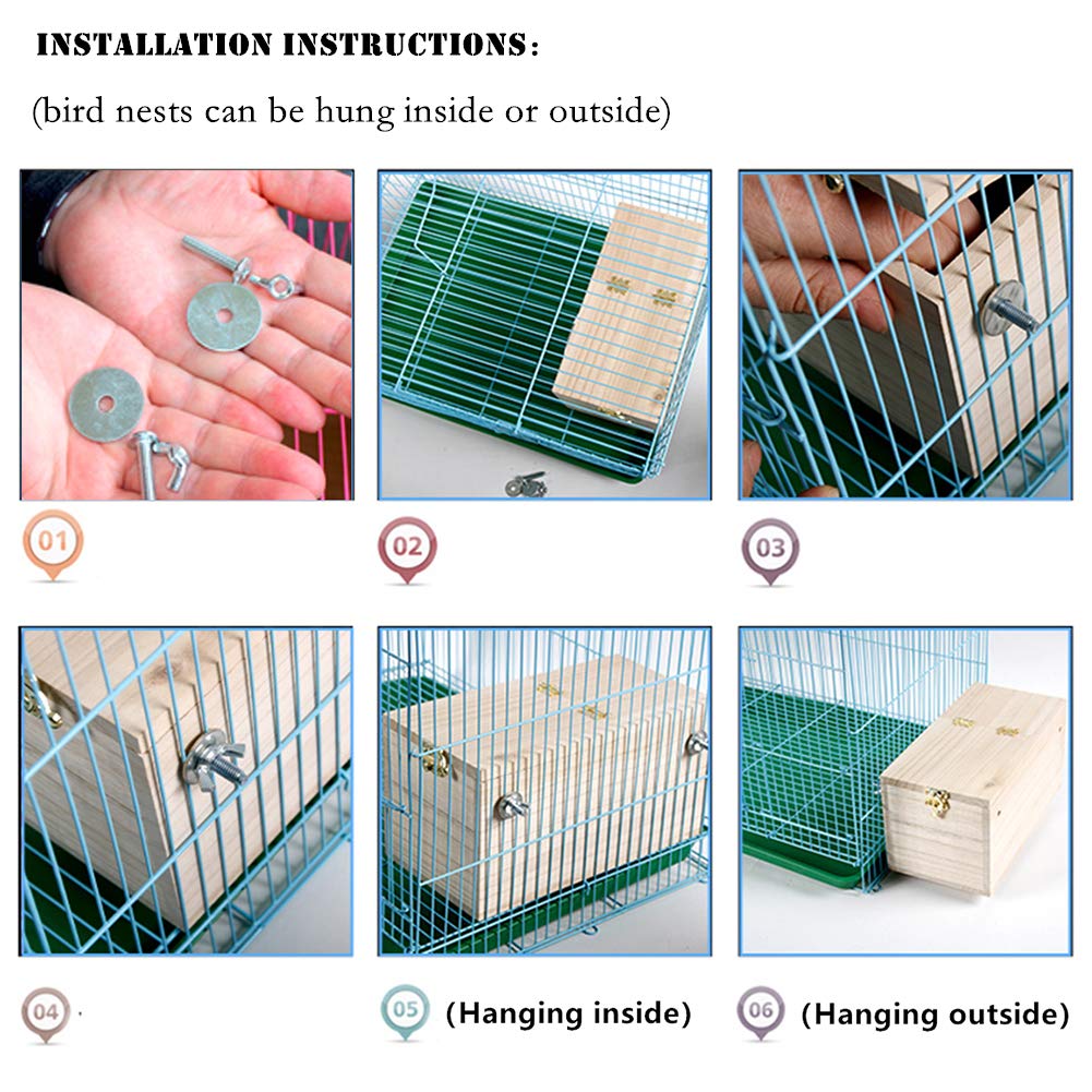 YJJKJ Wood Parakeet Nest Box Pet Bird House Parrot Breeding Mating Box Bird Cage Box for Lovebirds Cockatiel Parrotlets Budgerigar Parakeet (L)