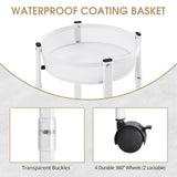 TOOLF 3-Tier Metal Storage Rolling Cart, Collapsible Utility Cart, No Assemble, Multifunction Serving Organizer Trolley with Lockable Wheels for Kitchen, Living Room, Bathroom,White TOOLF