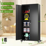 Aobabo 73" H Metal Storage Cabinet with Wheels, Locking Garage Tool Cabinet with 4 Shelves, Black, Assembly Required Aobabo