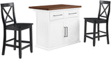 Crosley Furniture Bartlett Kitchen Island with Wood Top and X-Back Stools, White/Black Crosley Furniture