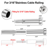 BLIKA 40 Pack 3/16" Invisible Cable Railing Kit, Stainless Steel Invisible Receiver and Swage Stud End, Cable Railing Tensioner 3/16" for 2"x2", 4"x4" Wood/Metal Posts, 3/16" Cable Railing Hardware BLIKA