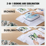 VEVOR Heat Press Machine - 12" x 10" Portable Heat Press - Heat Transfer Machine with Precise Temp Control and Auto-Off Dual-Tube Even Heating - Sublimation Machine for T-Shirts/Bags(Blue+White) VEVOR