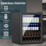 Compact Beverage Refrigerator,70 Can/1.6 Cubic Feet Mini Fridge with Glass Front Door for Soda, Beer or Wine, Under Counter Drink Dispenser with Adjustable Shelve & Digital Display (1.6 Cu) DollarDash
