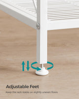 SONGMICS 5-Tier Metal Storage Rack, Shelving Unit with X Side Frames, Dense Mesh, 12.6 x 23.6 x 57.3 Inches, for Entryway, Kitchen, Living Room, Bathroom, Industrial Style, Cloud White UBSC165W01 SONGMICS