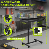 OLBRUS Adjustable Work Table with Wheels, Mechanic Rolling Tool Tray Table for Garage Repair Shops DIY, 220LBS Capacity Mobile Heavy Duty Steel Tool Cart OLBRUS